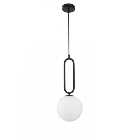 BOXED NOVA LUCE GRUS GLOBE PENDANT CEILING 1 LIGHT MATT BLACK METAL OPAL
