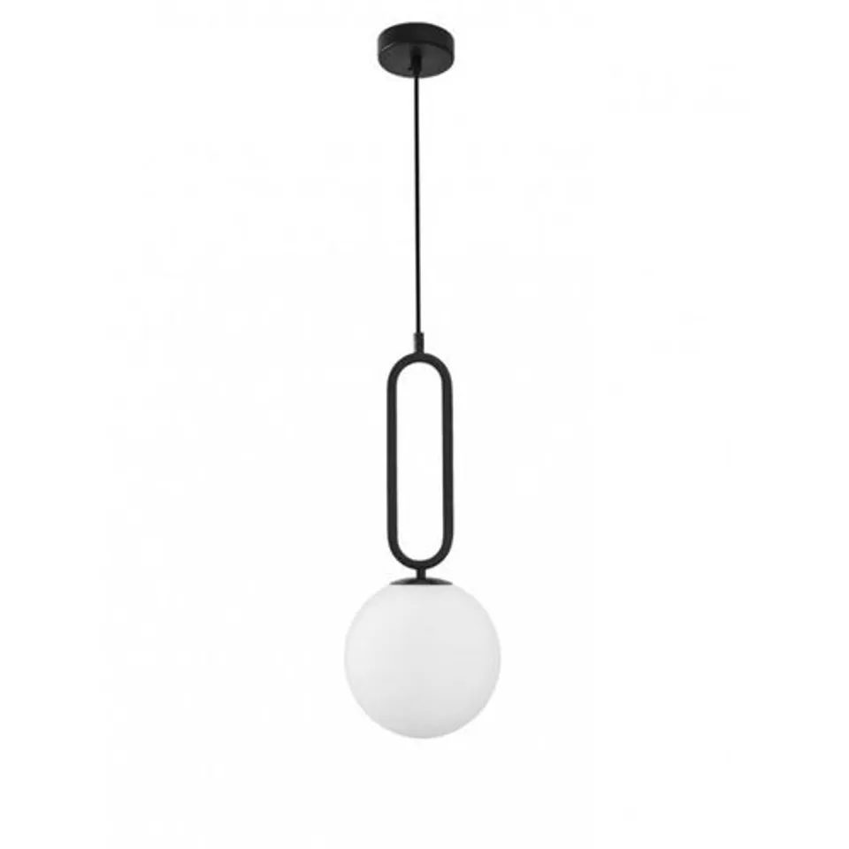 BOXED NOVA LUCE GRUS GLOBE PENDANT CEILING 1 LIGHT MATT BLACK METAL OPAL