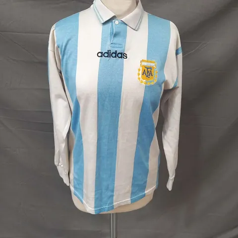 1994 ARGENTINA ADIDAS HOME FOOTBALL JERSEY NUMBERED 10 SIGNED BY DIEGO ARMANDO MARADONA WITH CERTIFICATE OF AUTHENTICITY