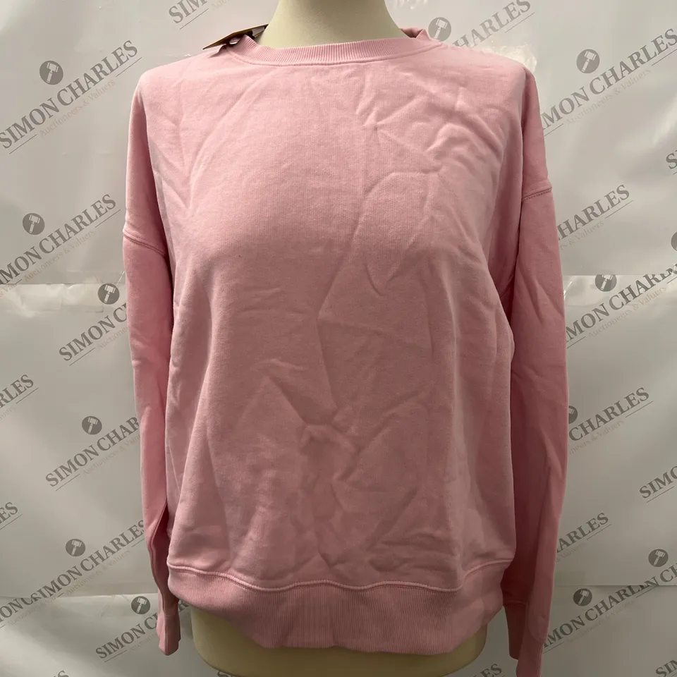 HUSH UK RAE WASHED RELAXED FIT SWEAT TOP IN CAMEO PINK SIZE S