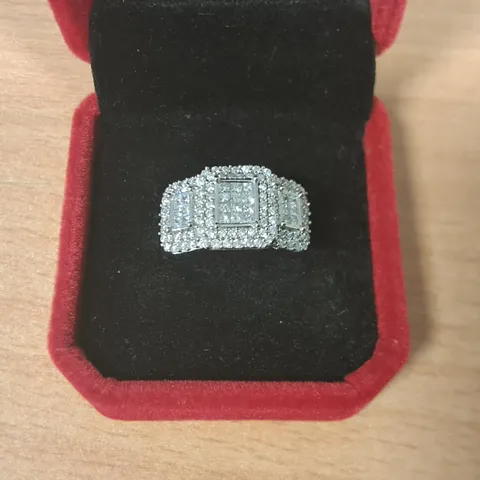 18CT WHITE GOLD DRESS RING SET WITH ROUND & PRINCESS CUT NATURAL DIAMONDS WEIGHING +-2.00CT