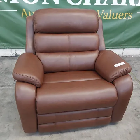 QUALITY BRITISH DESIGNER G PLAN GREENWICH POWER RECLINING SNUGGLER CHAIR CAPRI OAK LEATHER 