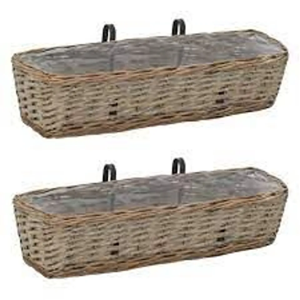 BOXED CADY RATTAN WALL PLANTER SET