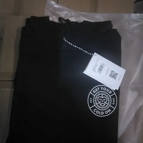 BOX OF MIXED ASSORTMENT OF BRAND NEW BRASS MONKEY CLOTHING ITEMS INCLUDING - HOODIES - SIZE S - APPROXIMATELY X12 ITEMS