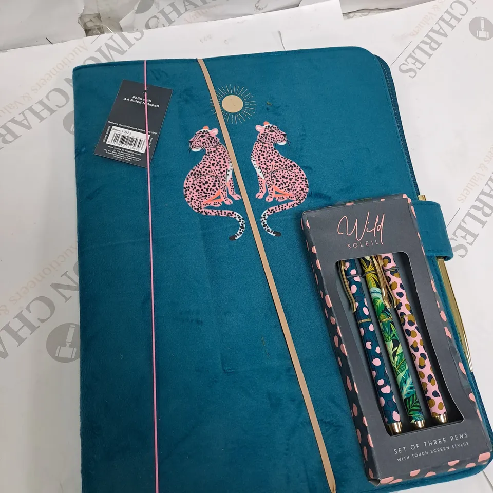 WHSMITH WILD SOLEIL A4 FOLIO & PENS 