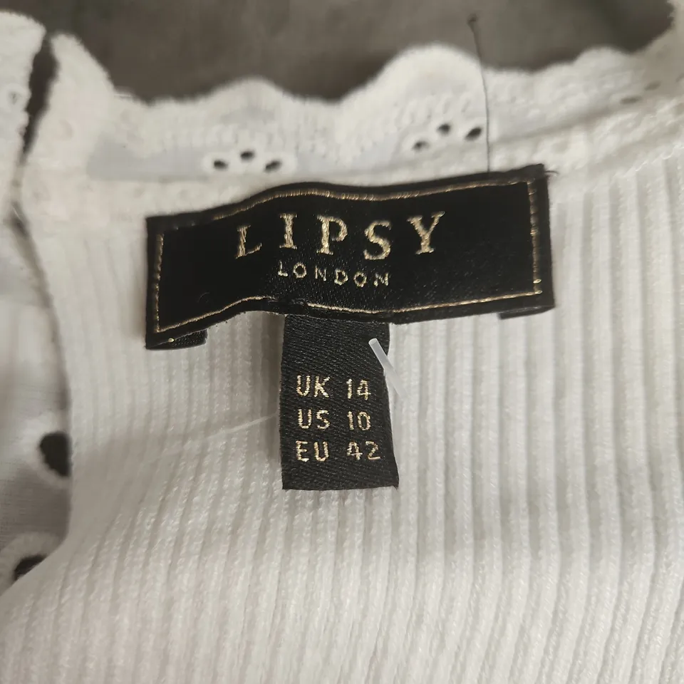 LIPSY LONDON WHITE EYELET TOP, UK 14 (US 10, EU 42)
