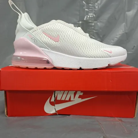 BOXED PAIR OF NIKE AIR MAX 270 KID'S SHOES IN WHITE/PINK SIZE UK 1