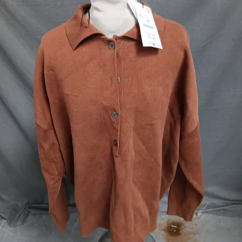 ZARA KNITTED PULLOVER IN BROWN SIZE M-L