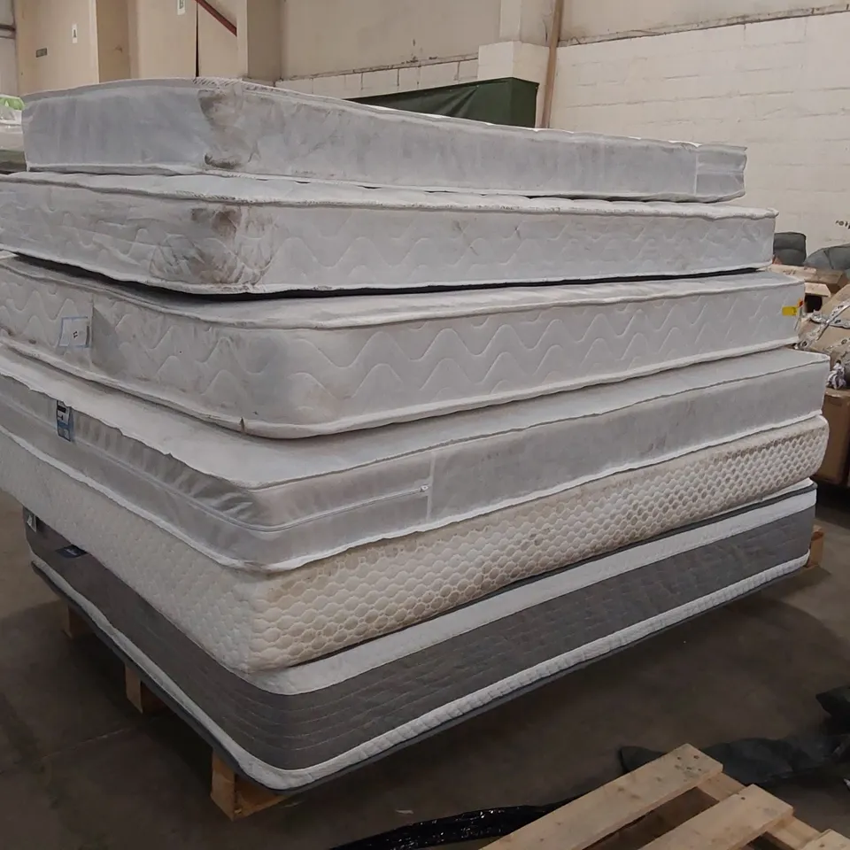 PALLET CONTAINING 6x UNBAGGED MATTRESSES - VARIOUS SIZES, BRANDS, CONDITIONS ECT