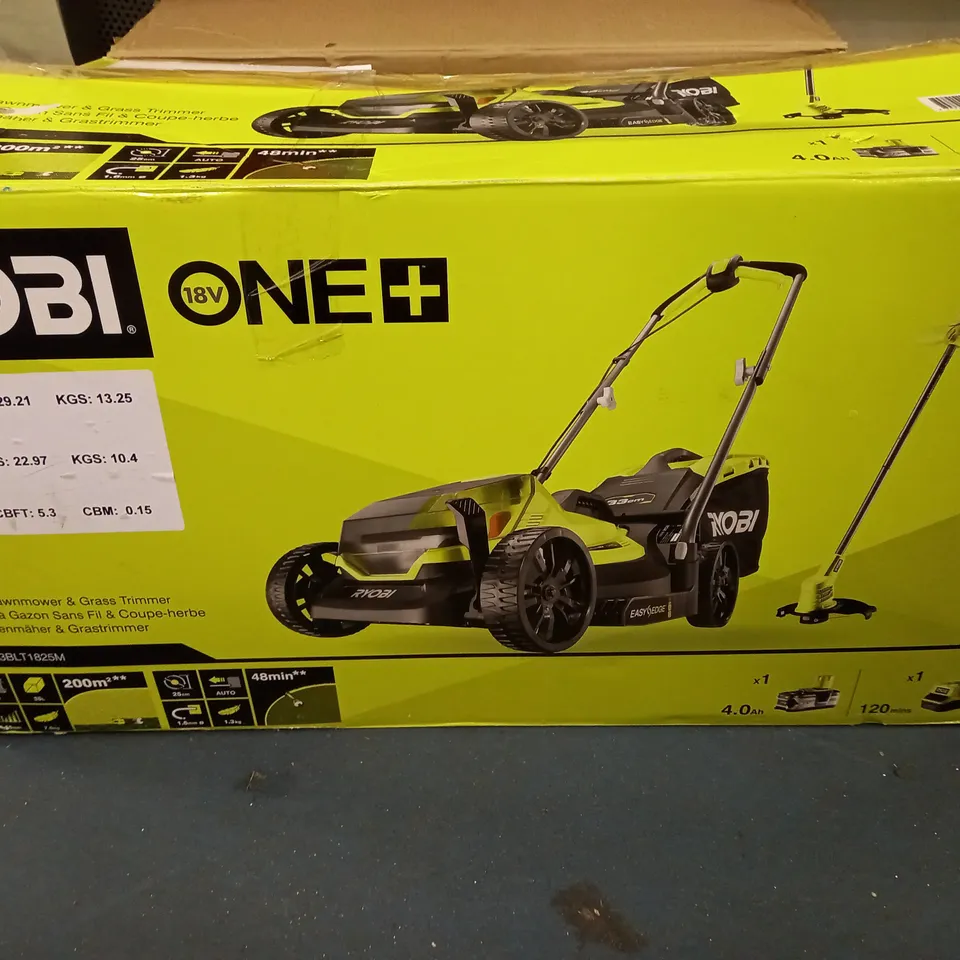 RYOBI 18V ONE+ CORDLESS 33CM LAWNMOWER AND TRIMMER