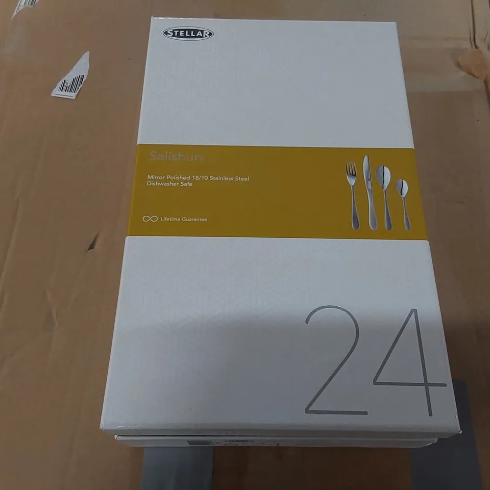 BOXED STELLAR 24 PIECE 18/10 STAINLESS STEEL CUTLERY SET, SALISBURY DESIGN (1 BOX)