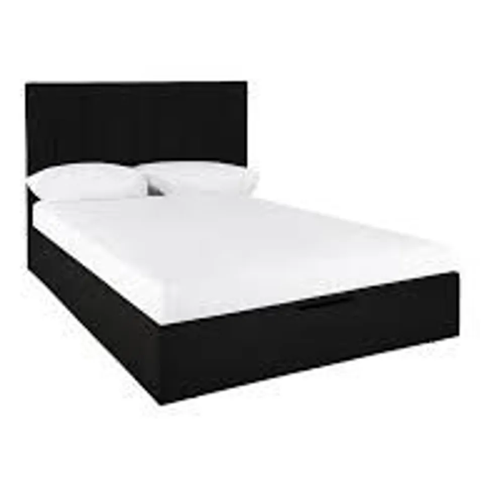 BOXED NOVA FAUX LEATHER OTTOMAN BED FRAME - DOUBLE - BLACK (4 BOXES)