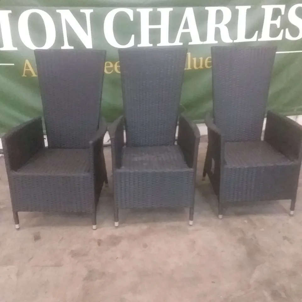 X3 BLACK GARDEN RECLINING CHAIRS