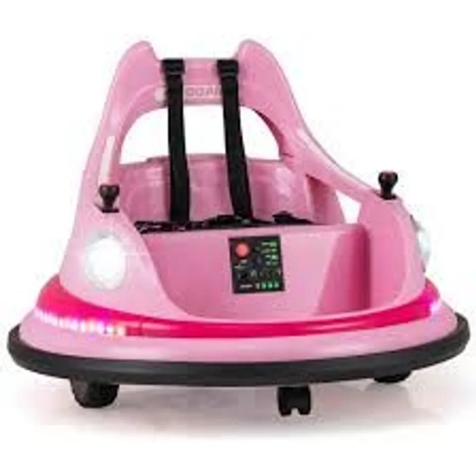 BOXED COSTWAY 12V KIDS RIDE ON BUMPER CAR WITH DUAL JOYSTICKS AND 5 LIGHT EFFECTS-PINK