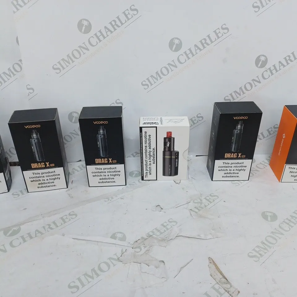LOT OF APPROXIMATELY 10 BOXED E-CIGARETTES TO INCLUDE VOOPOO DRAG X, VOOPOO ARGUS PRO, AND GEEKVAPE B60 ETC. 