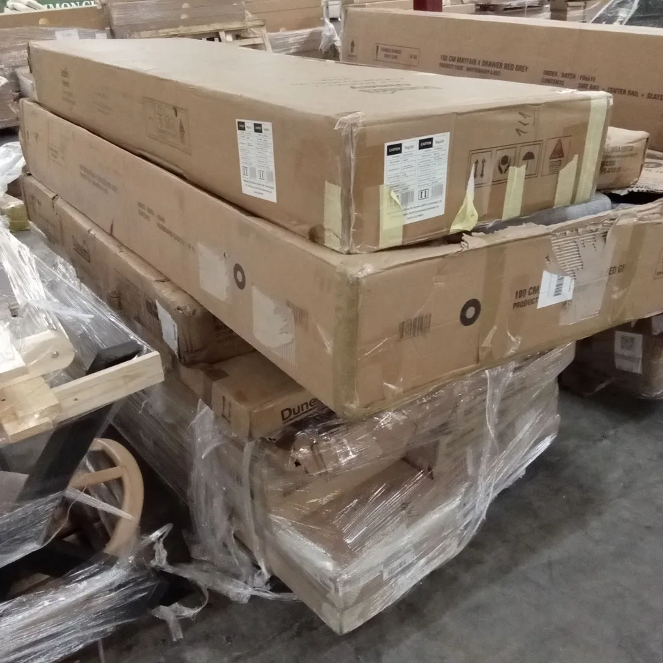 PALLET OF ASSORTED INCOMPLETE DESIGNER FURNITURE PARTS AND PIECES 