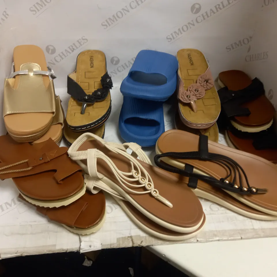 ASSORTED SANDALS APPROX 8 PAIRS ALL EU 39 AND ABOVE IN SIZE