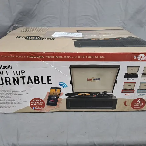 RETRO MUSIQUE BLUETOOTH TABLE TOP TURNTABLE – BOXED