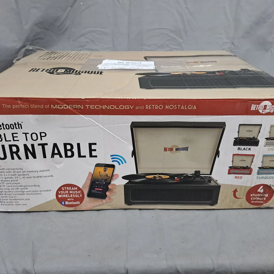 RETRO MUSIQUE BLUETOOTH TABLE TOP TURNTABLE – BOXED