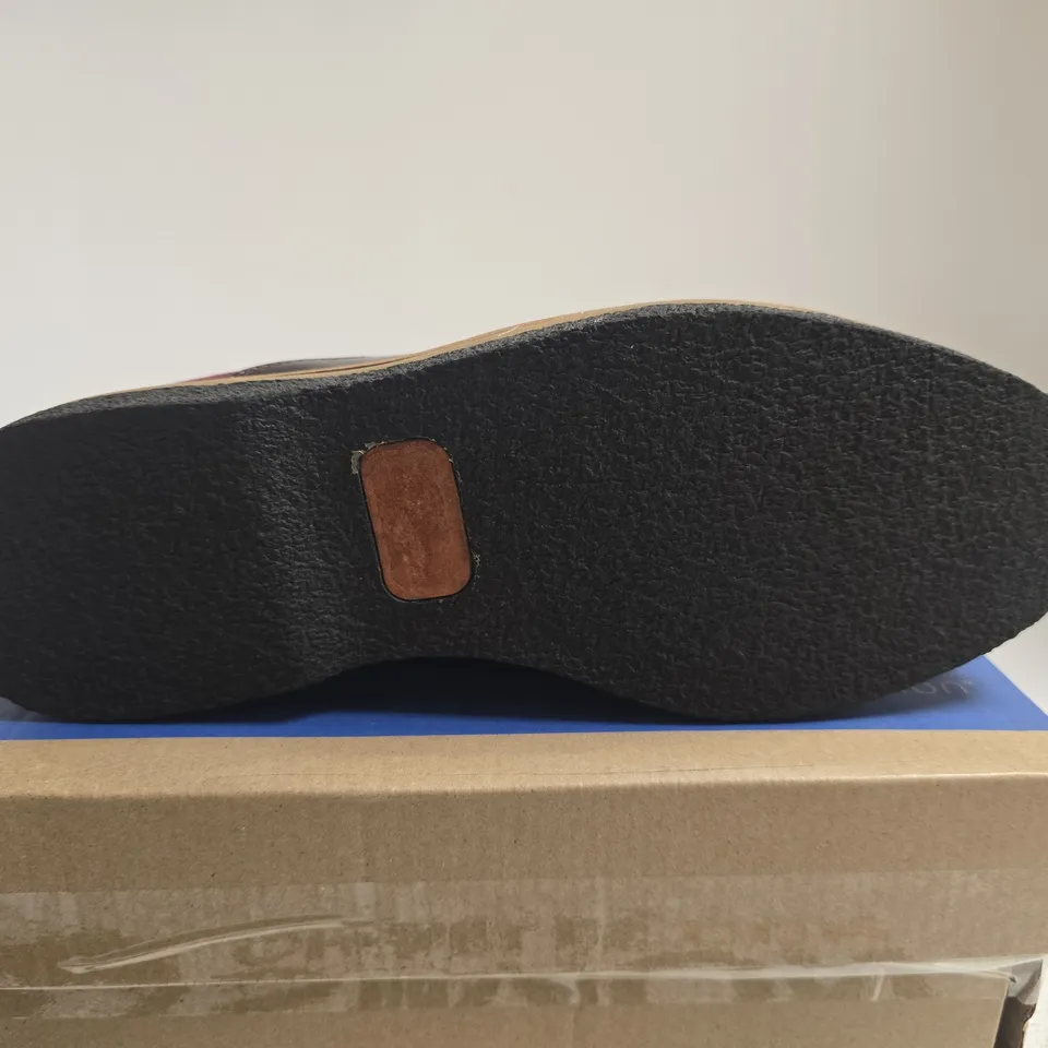 BOXED PAIR OF CLARKS ZYLAH MAY BLACK LEATHER TASSEL LOAFERS – WOMEN'S, UK 6 