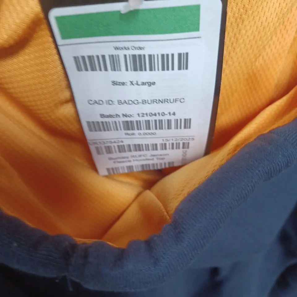 O'NEILLS BURNLEY FC HOODIE WITH CREST – NAVY, GOLD DRAWSTRINGS, UK XL