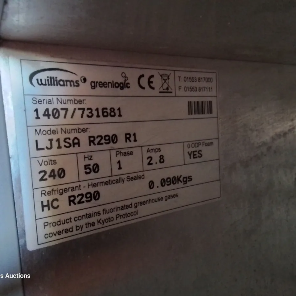 WILLIAMS TALL SINGLE DOOR FREEZER model LJ1SA R290 R1