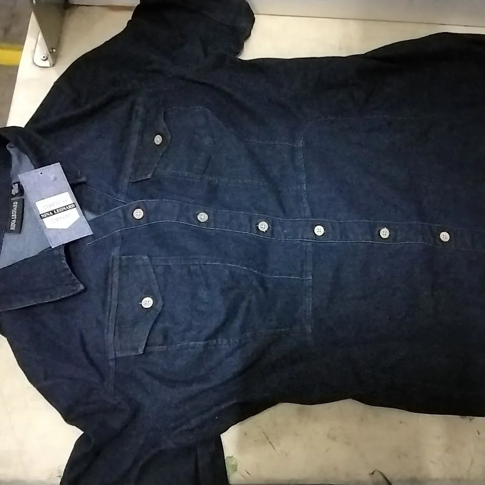 BOX CONTAINING NINA LEONARD DENIM BLUE DRESS SIZE 2XL, 8PCS 