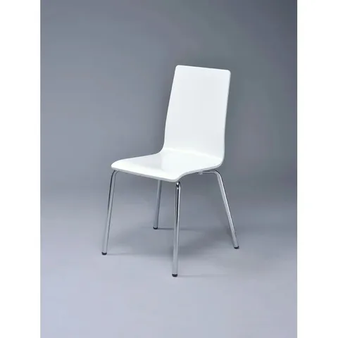 BOXED PAIR PENKRIDGE WHITE/CHROME DINING CHAIRS ( SET OF 2 IN 1 BOX]