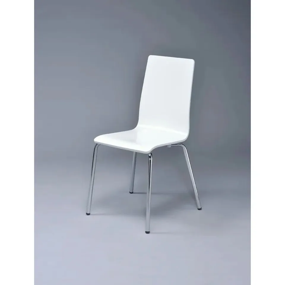 BOXED PAIR PENKRIDGE WHITE/CHROME DINING CHAIRS ( SET OF 2 IN 1 BOX]