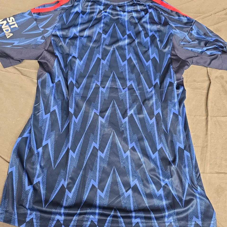 ARSENAL FC ADIDAS AWAY JERSEY – BLUE ZIGZAG, SIZE L, SLIM FIT