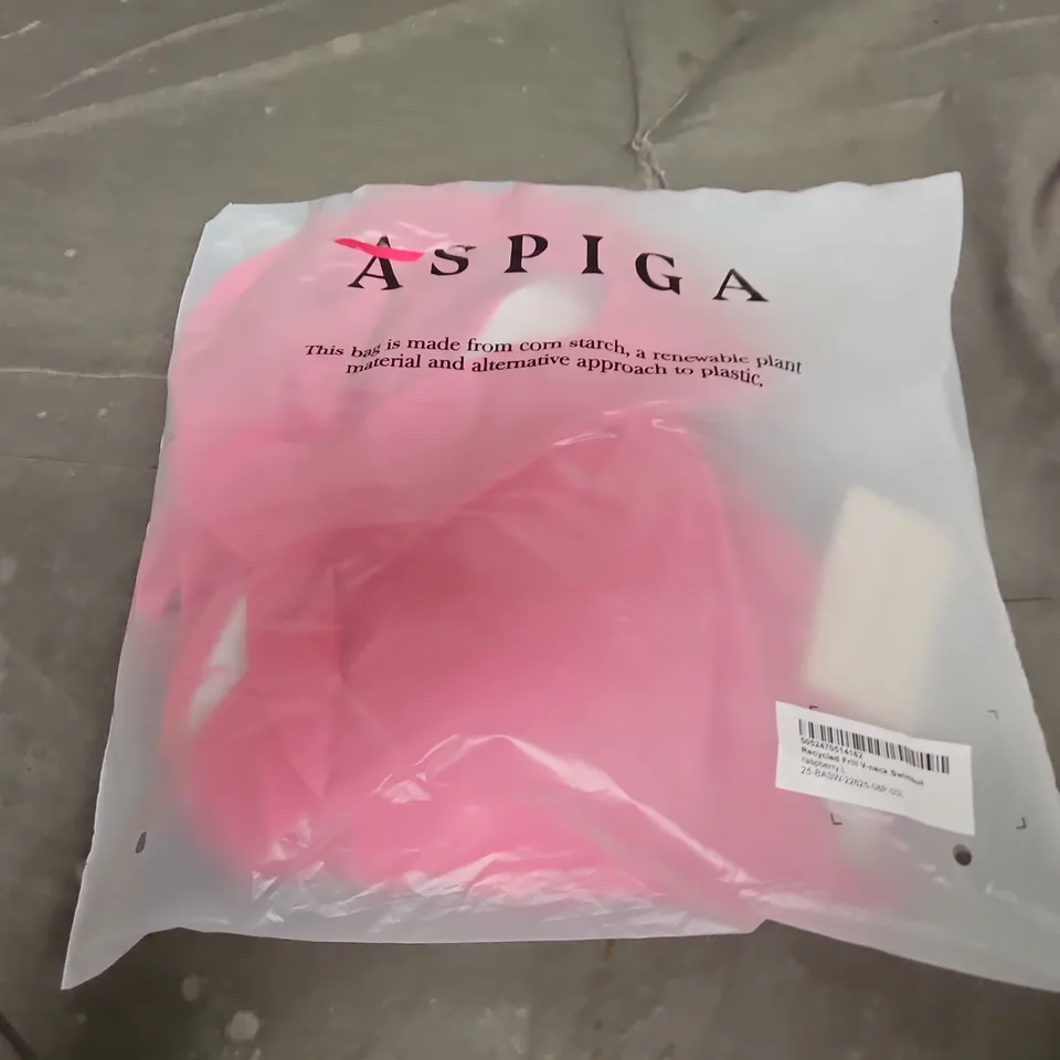 BAGGED ASPIGA RECYCLED FRILL V-NECK SWIMSUIT IN RASPBERRY - LARGE