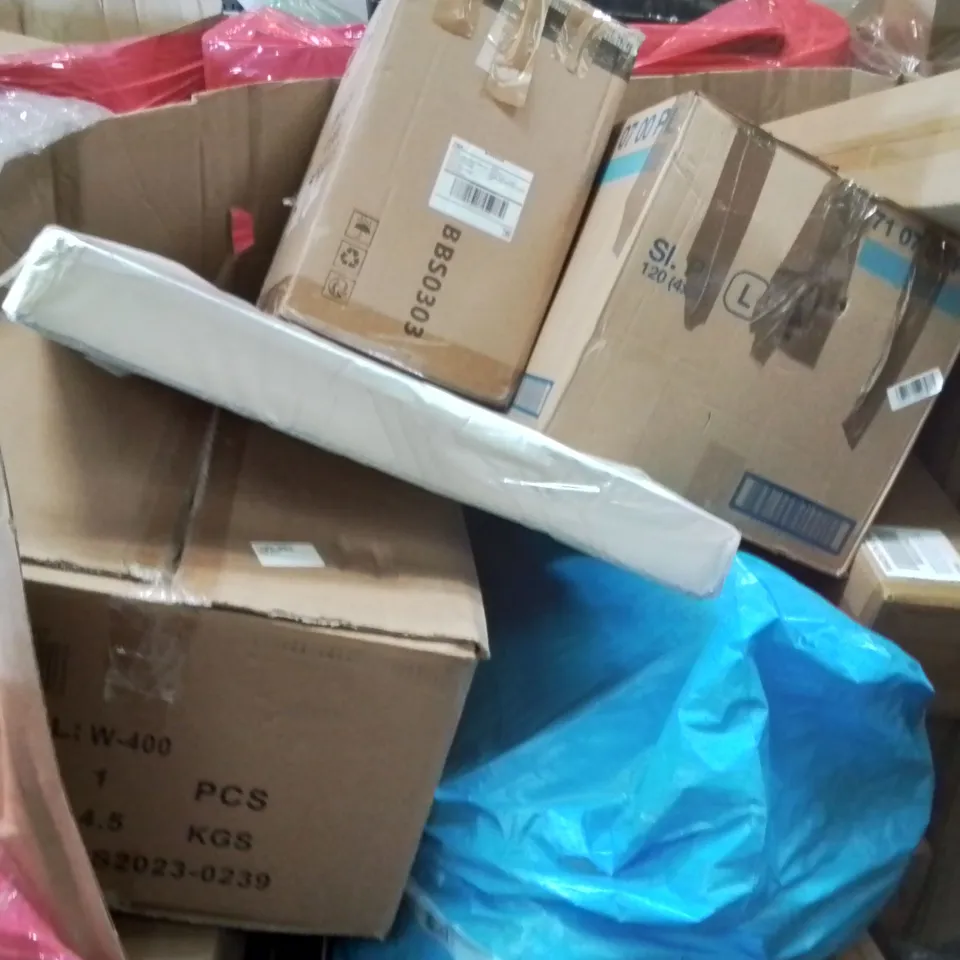 PALLET OF ASSORTED ITEMS TO INCLUDE: CLOTHES AIRER, TV STAND, FLIGHT UKULELE, 5 TIER SHOE RACKS ECT