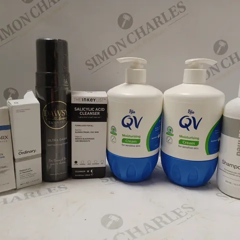 APPROXIMATELY 7 COSMETICS ITEMS TO INCLUDE THE 1NKEY LIST CLEANSER (150ml), CICAMED SHAMPOO (300ml), QV MOISTURISING CREAM (500g), ETC