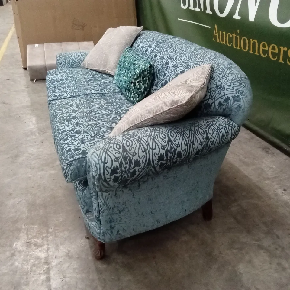 QUALITY DESIGNER SMALL 3 SEATER SKY BLUE FABRIC SOFA