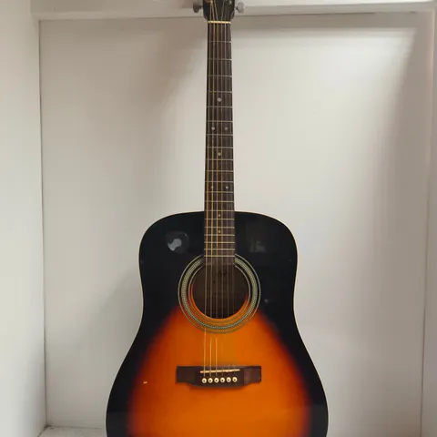 SX ACOUSTIC GUITAR IN SUNBURST FINISH W. ATTACHED PICK HOLDER & CASE