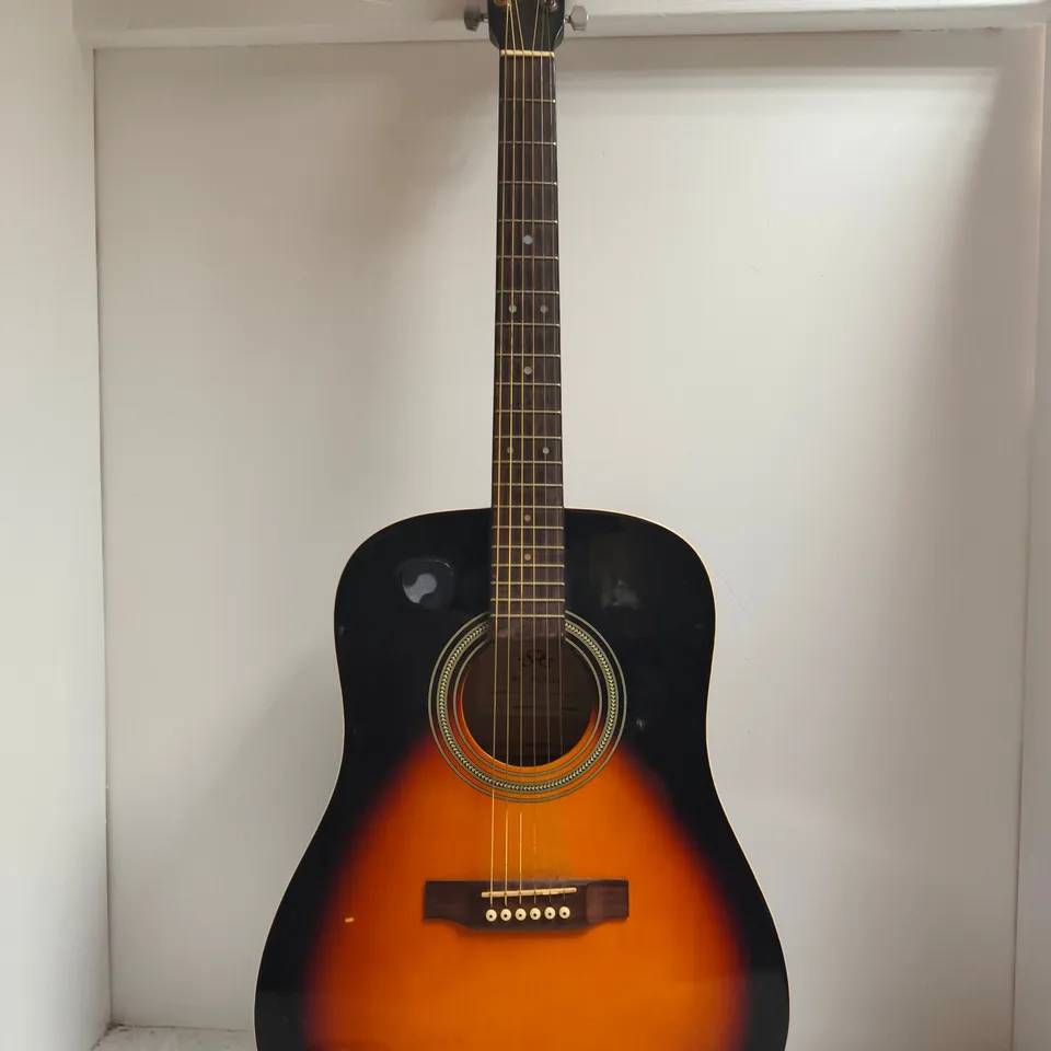 SX ACOUSTIC GUITAR IN SUNBURST FINISH W. ATTACHED PICK HOLDER & CASE