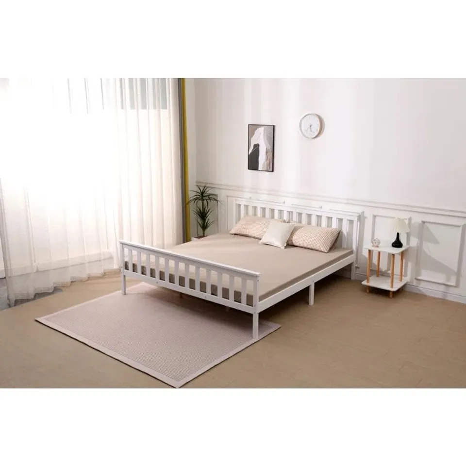 BOXED ACEON UK SUPER KING BED FRAME IN WHITE (1 BOX)