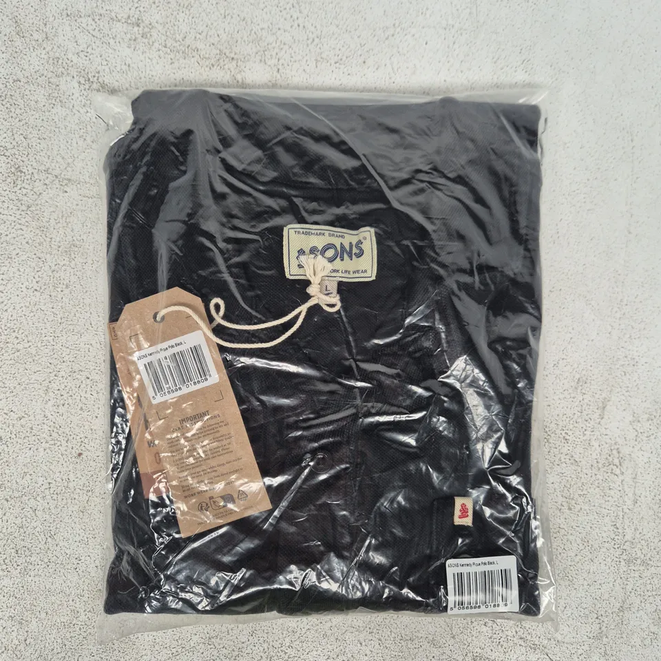 bagged & sons kennedy pique polo in black size large