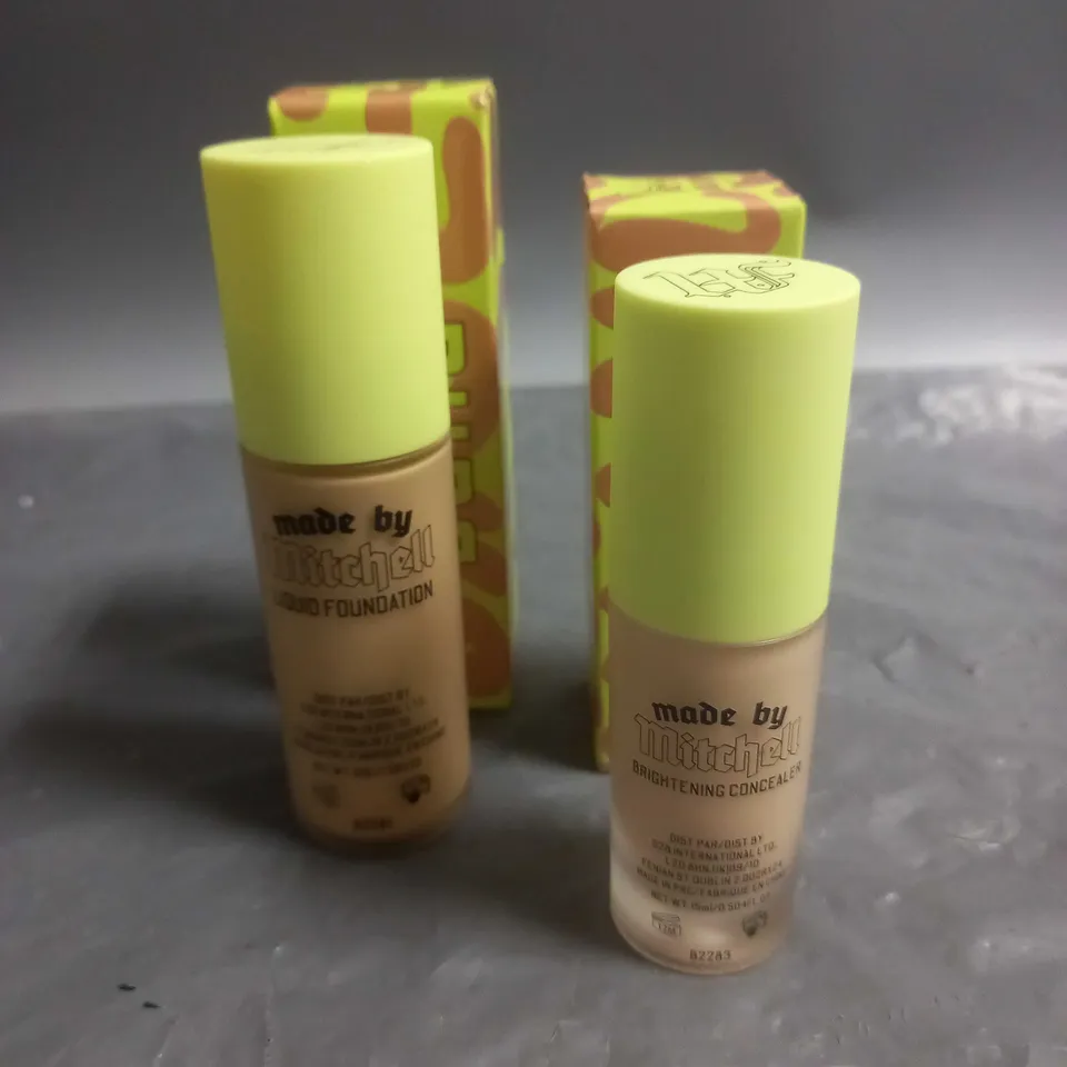 MADE BY MITCHELL LOT OF 2 PRODUCTS TO INCLUDE - LIQUID FOUNDATION 39G - BRIGHTENING CONCEALER 15ML 