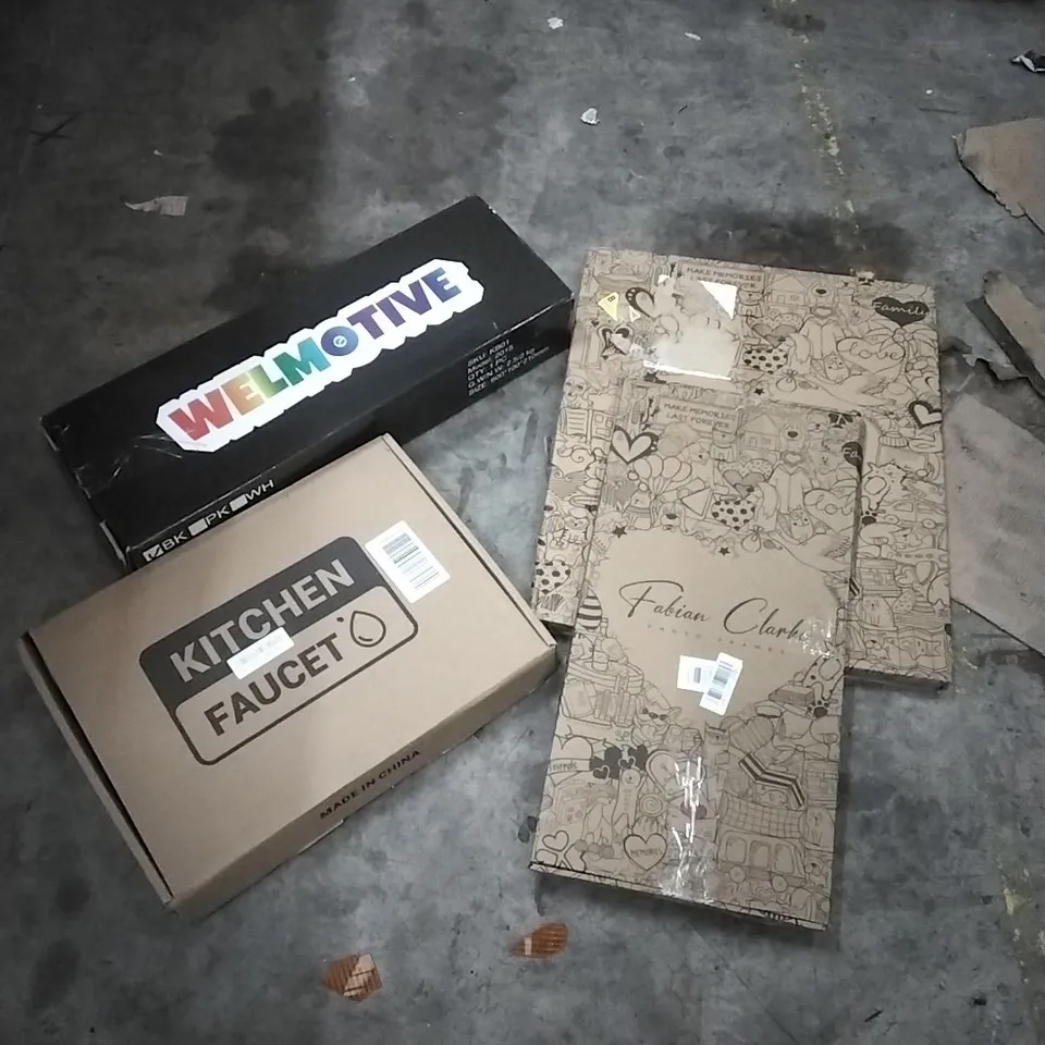 PALLET OF HOUSEHOLD ITEMS TO INCLUDE KICK SCOOTER, KITCHEN FAUCET,FABIAN CLARKE PICTURE FRAMES AND OTHER ASSORTED ITEMS...