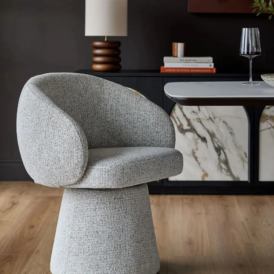 BOXED DANETTI DARCY GREY FABRIC SWIVEL CHAIR