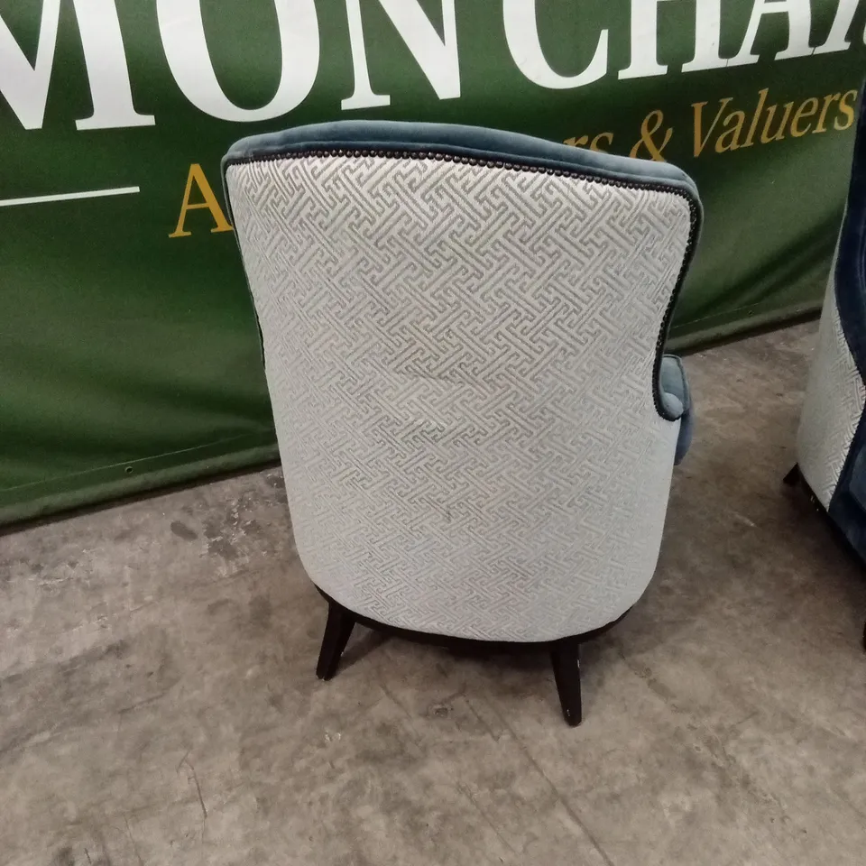SET OF 2 QUALITY DESIGNER WING BACK VELVET CHAIRS