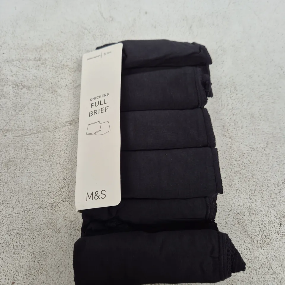 UK 26 MARKS & SPENCER FULL BRIEF KNICKERS – 5 PACK, BLACK