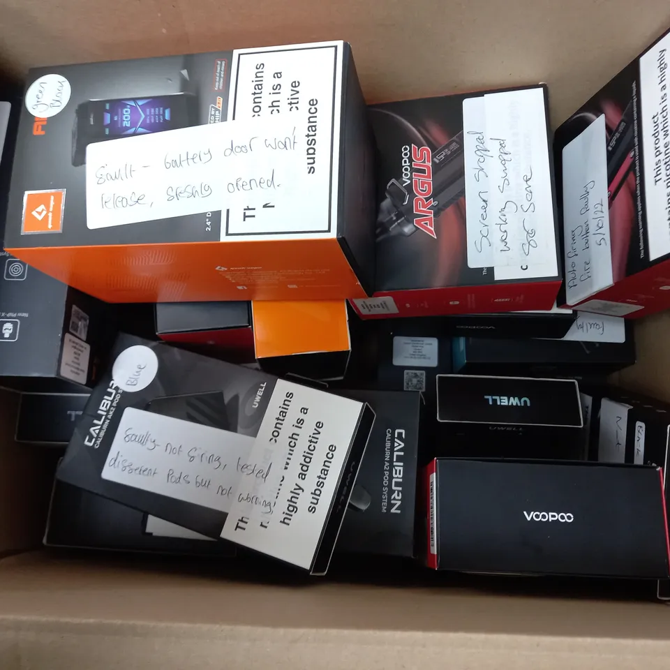 BOX OF APPROXIMATELY 20 ASSORTED E-CIGARETTES