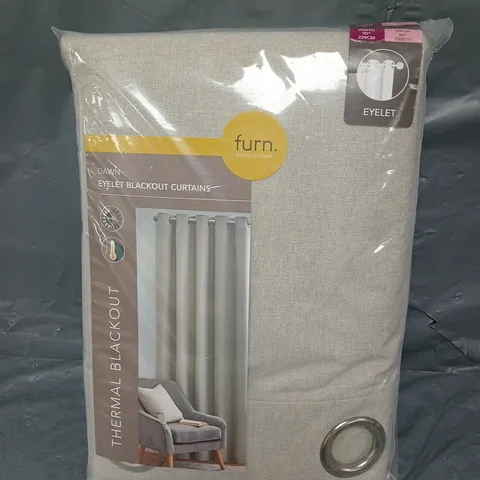 FURN DAWN RING TOP EYELET BLACKOUT THERMAL CURTAINS IN NATURAL 229X229CM