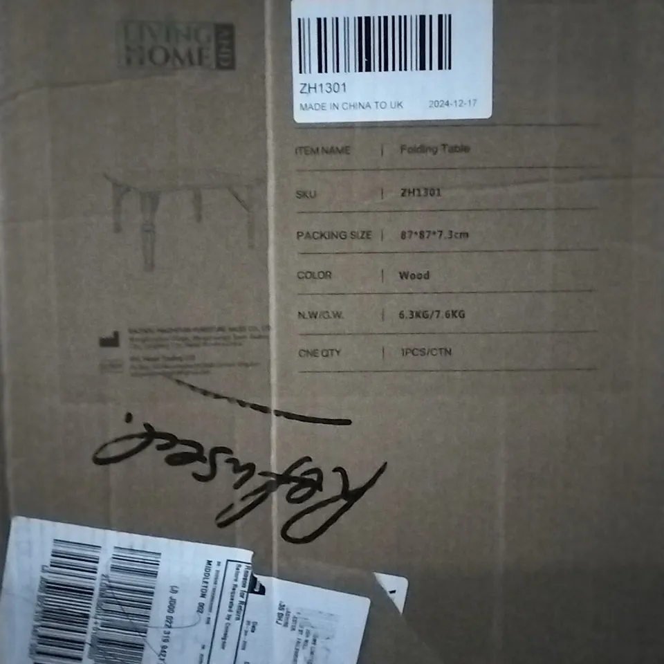 BOXED LIVING AND HOME FOLDING TABLE  - WOOD ZH1301