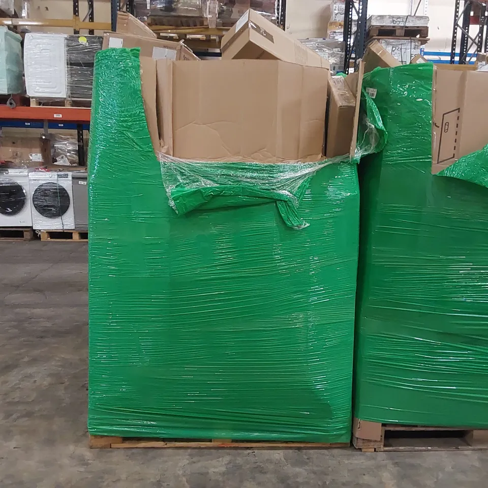 PALLET OF ASSORTED CONSUMER PRODUCTS TO INCLUDE: AIR FRYERS, SMART TOWER FAN, TOWER SPACE HEATER, METAL COFFEE TABLE NEST, COLLAPSIBLE PET CRATES, ZIMMER FRAME ECT