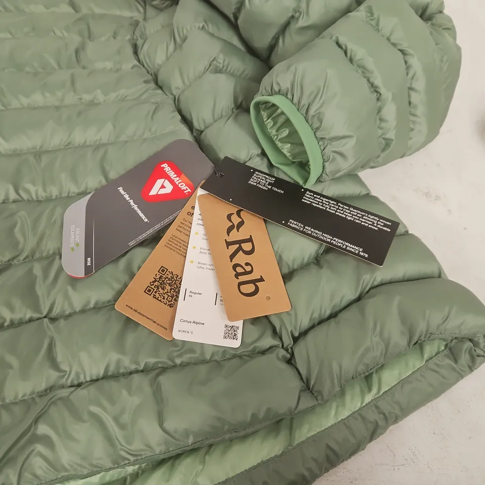RAB CIRRUS ALPINE JACKET WOMEN’S UK 16 DARK FIG GREEN