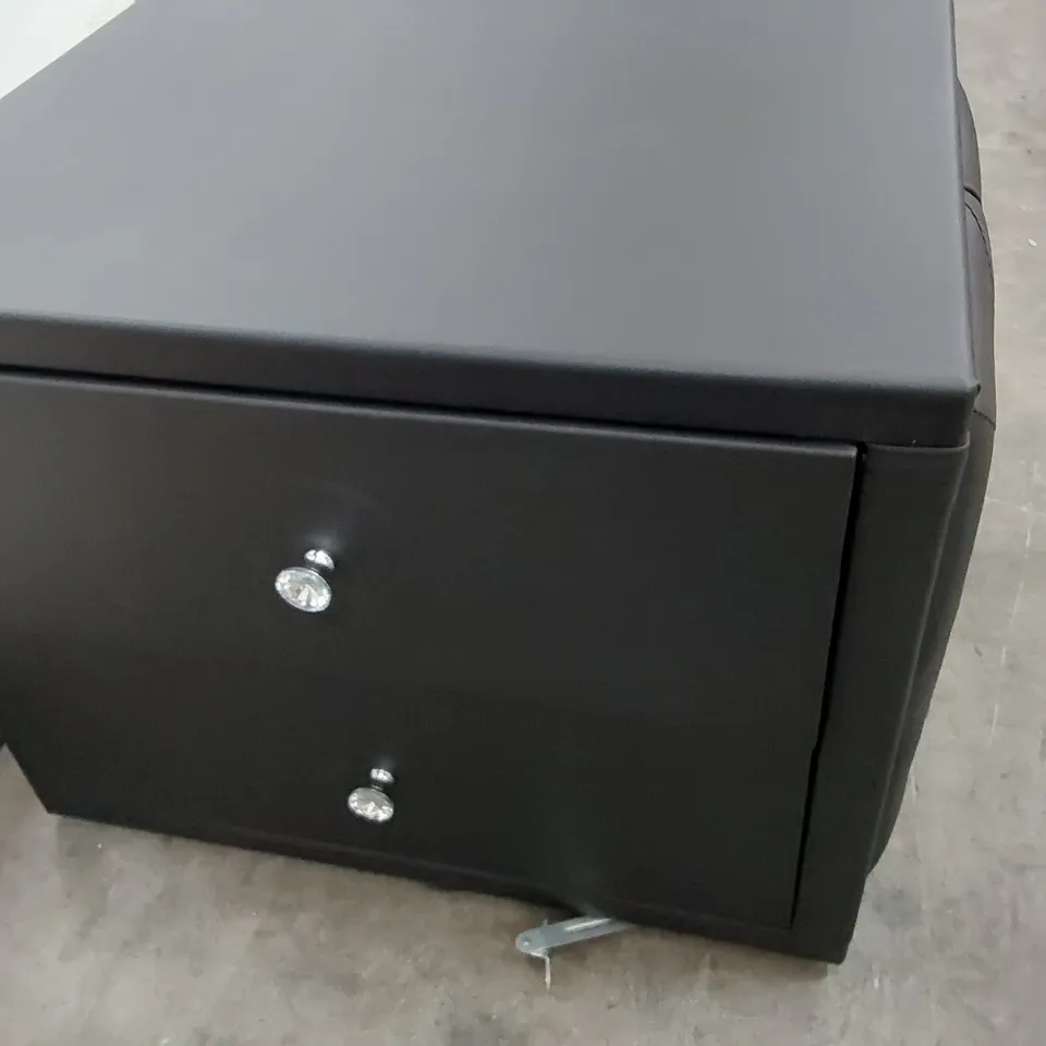 BOXED 2 DRAWER BEDSIDE CHEST UPHOLSTERED BLACK PU