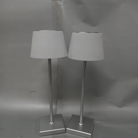 BOXED SFIXX SET OF 2 INDOOR OUTDOOR TOUCH TABLE LIGHTS IN SILVER 
